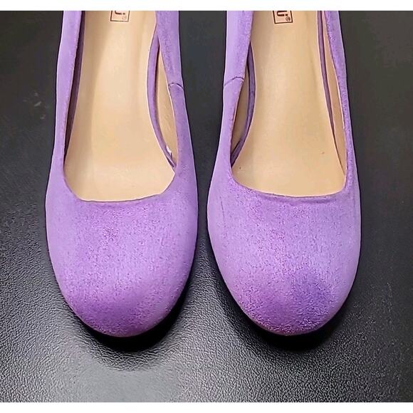 IDIFU RO2 Purple Suede Pumps Women’s 11 Mid Chunky Heel Retro 80s 90s GUC - Picture 3 of 9